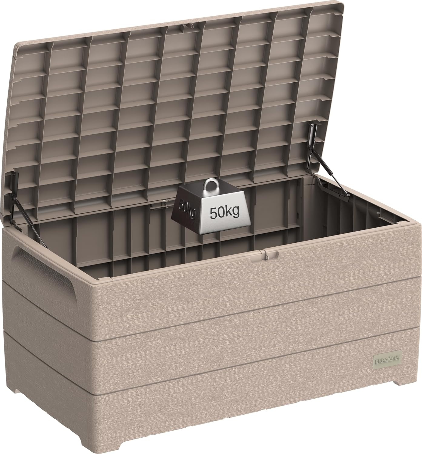 Opbergbox Tuin 416L met Gasveer & Zitbank - Warm Taupe - 54% Korting