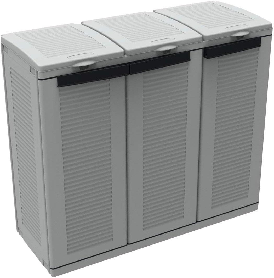 Terry Ecocab 3 Afvalscheidingskast Kunststof Grijs 102x39x88.7cm - 59% Korting