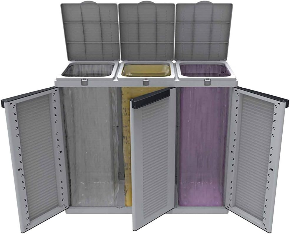 Terry Ecocab 3 Afvalscheidingskast Kunststof Grijs 102x39x88.7cm - 59% Korting