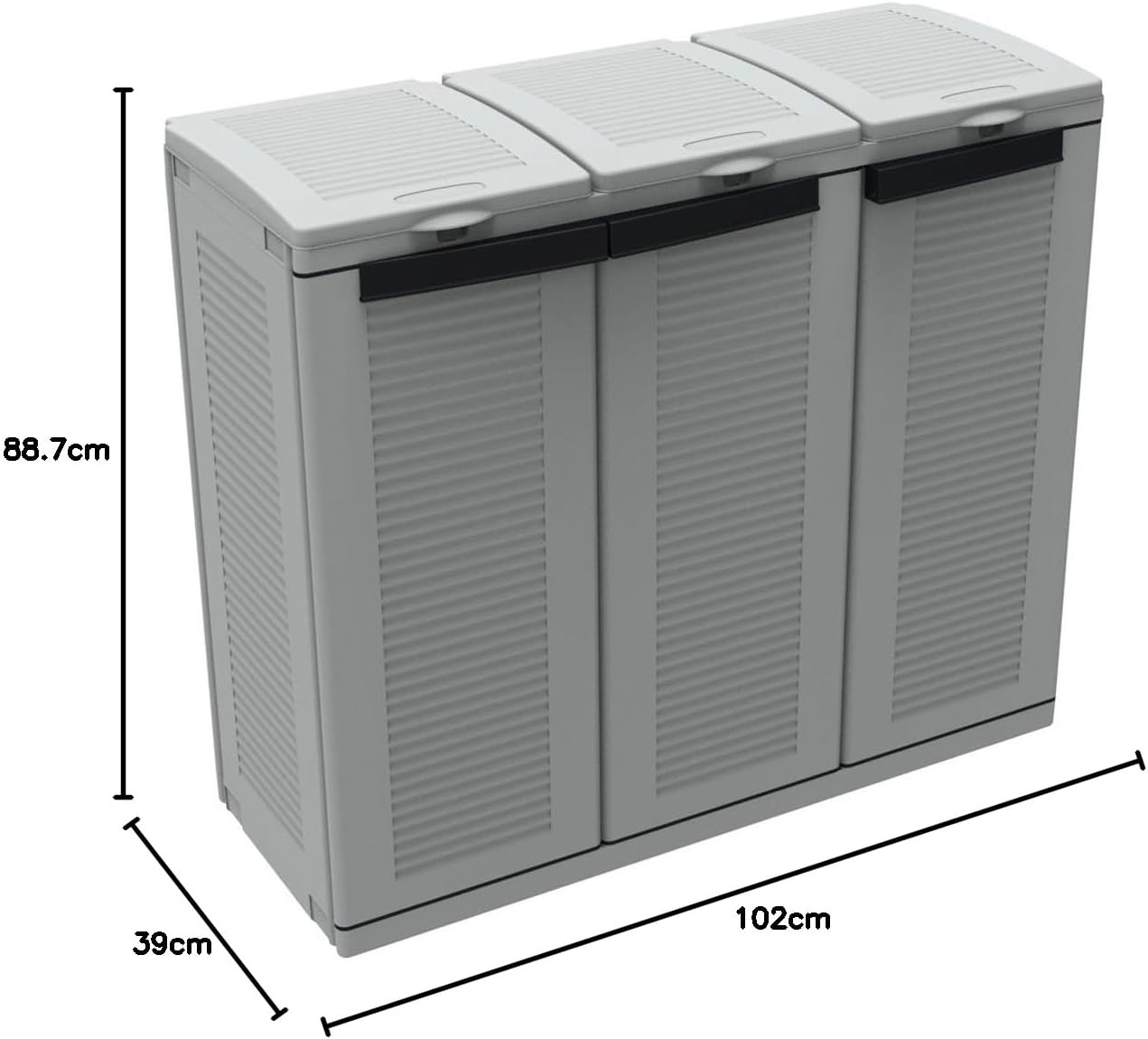 Terry Ecocab 3 Afvalscheidingskast Kunststof Grijs 102x39x88.7cm - 59% Korting