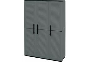 Opbergkast Kunststof 3-deurs Grijs - 102x37x163cm | Binnen & Buiten | 64% Korting