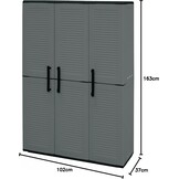 Kunststof Kast 3-deurs Grijs 102x37x163 cm - 60% Korting