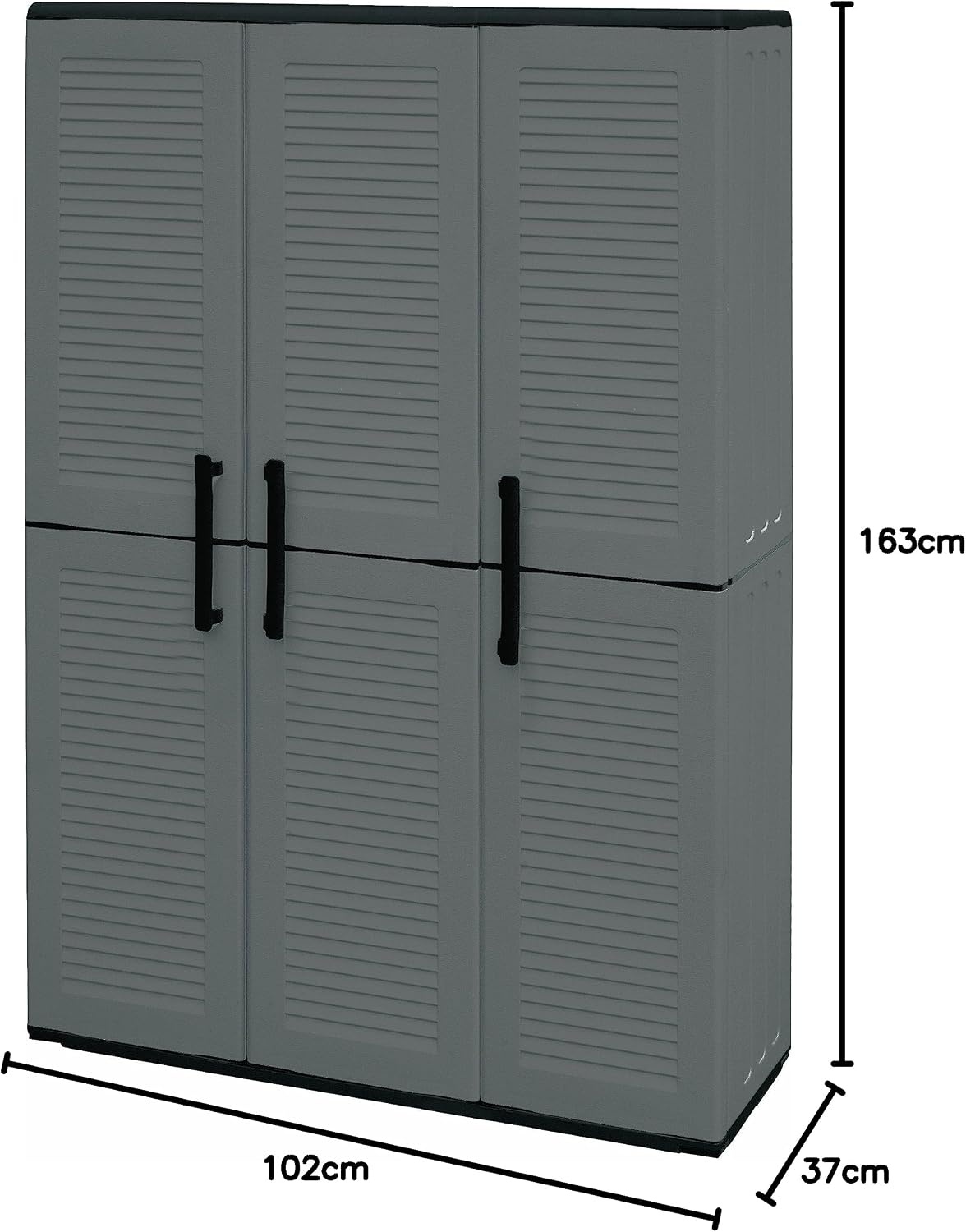 Kunststof Kast 3-deurs Grijs 102x37x163 cm - 60% Korting