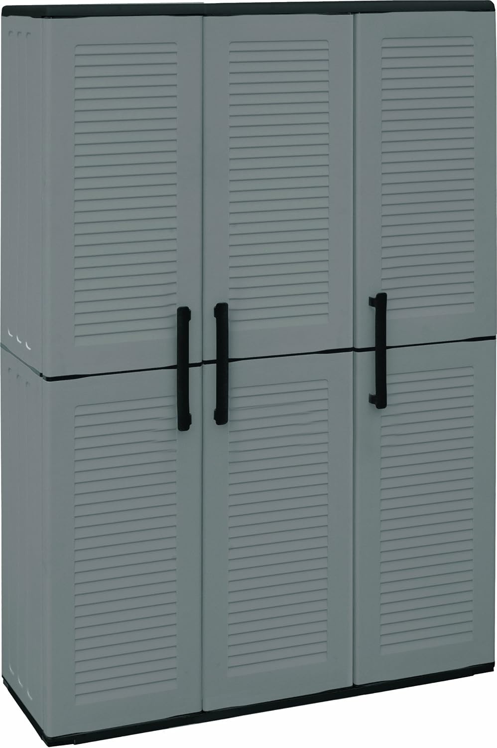Opbergkast Kunststof 3-deurs Grijs - 102x37x163cm | Binnen & Buiten | 64% Korting