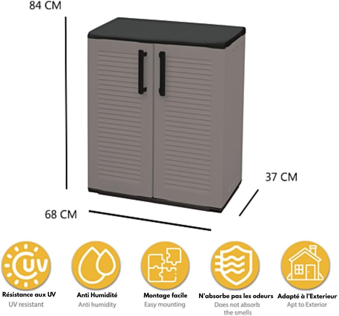 Art Plast Lage Kast Grijs 68x37x84 cm - 34% Korting