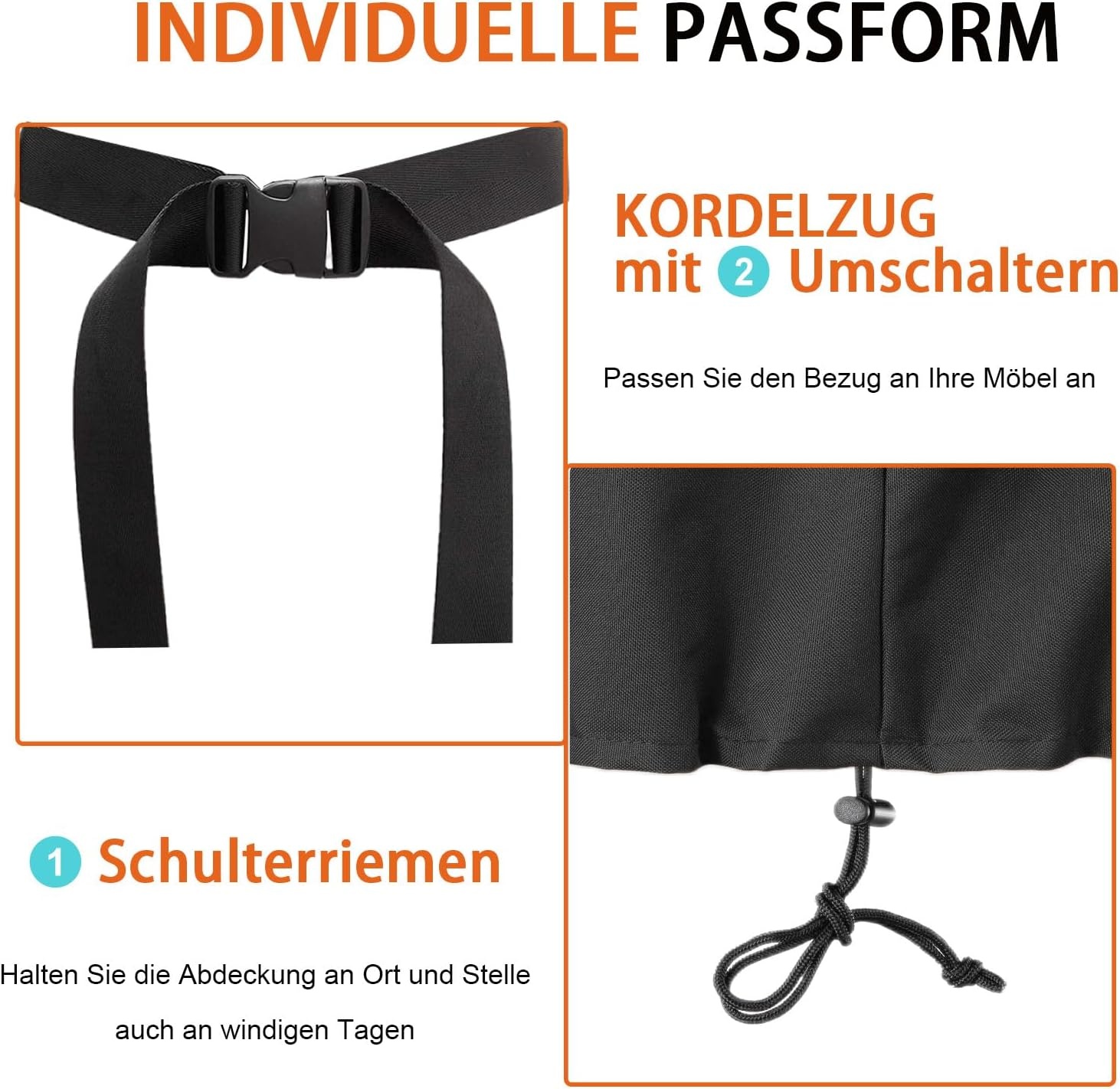 Waterdichte Hangstoelhoes - 200x120x200 cm - Zwart - 33% Korting