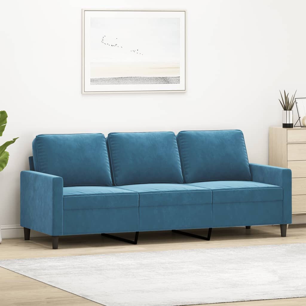 Driezitsbank Blauw Fluweel 180 cm - 35% Korting