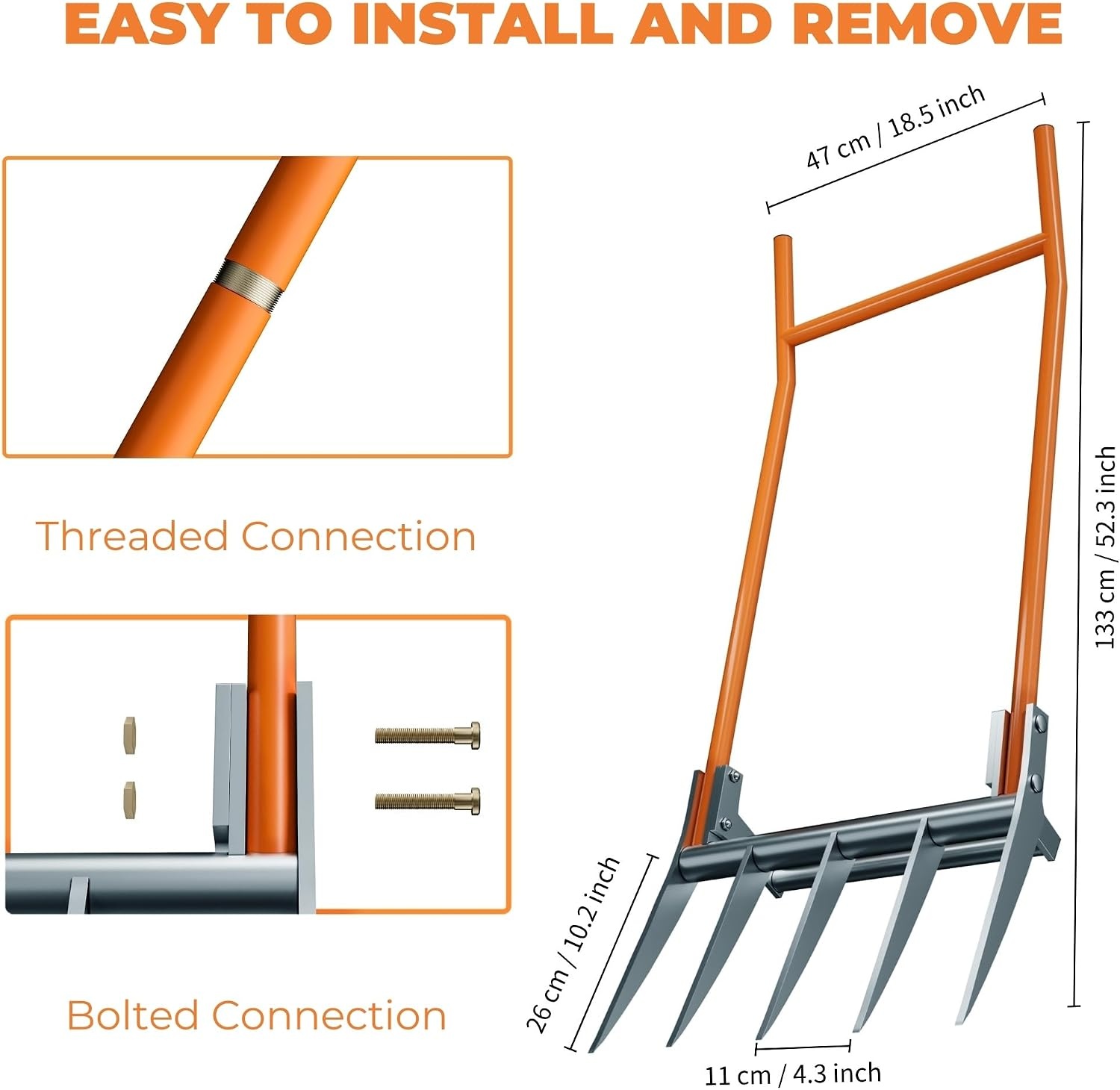 Broadfork Tuinvork 50 cm - 5 Tanden & Voetpedalen - Bodemluchtig