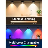 6x Oplaadbare LED Puck Lampen met Afstandsbediening - RGB & Wit - Zwart - 33% Korting