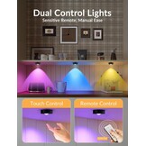 6x Oplaadbare LED Puck Lampen met Afstandsbediening - RGB & Wit - Zwart - 33% Korting