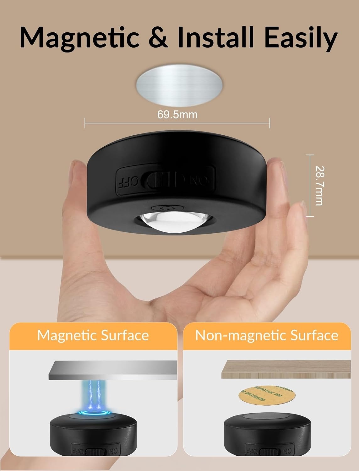 6x Oplaadbare LED Puck Lampen met Afstandsbediening - RGB & Wit - Zwart - 33% Korting