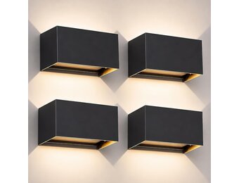 Kingwen 4x LED Buitenwandlamp Zwart 20W Warm Wit 3000K - 35% Korting