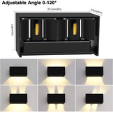 Kingwen 4x LED Buitenwandlamp Zwart 20W Warm Wit 3000K - 35% Korting