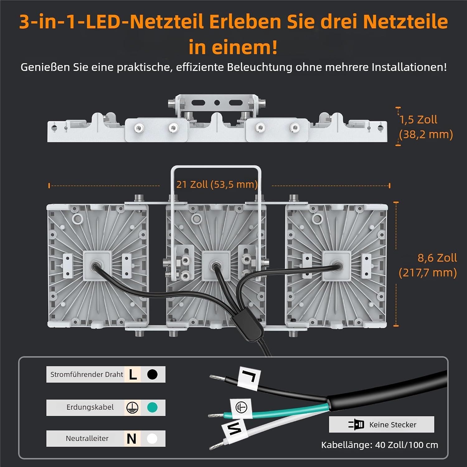 SOLLA LED Buitenlamp 150W 15000LM Daglichtwit - 2 Stuks - Grijs (29% Korting)