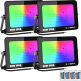 50W RGB LED Floodlight 4-Pack - Dimbaar met Afstandsbediening - 34% Korting