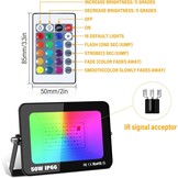 50W RGB LED Floodlight 4-Pack - Dimbaar met Afstandsbediening - 34% Korting
