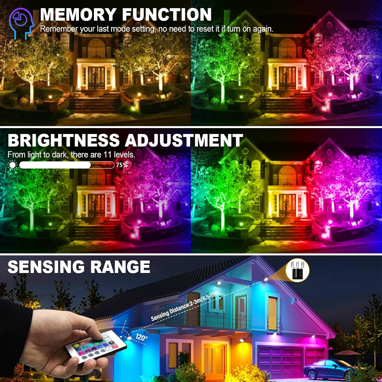 50W RGB LED Floodlight 4-Pack - Dimbaar met Afstandsbediening - 34% Korting