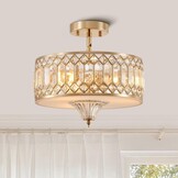 Moderne Kristallen Kroonluchter 33cm - 3-Lichts Plafondlamp - Geborsteld Nikkel - 34% Korting