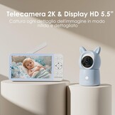 CZEview BM6 Babyfoon met 2K Camera en 5,5 Inch Scherm - Blauw - 34% Korting