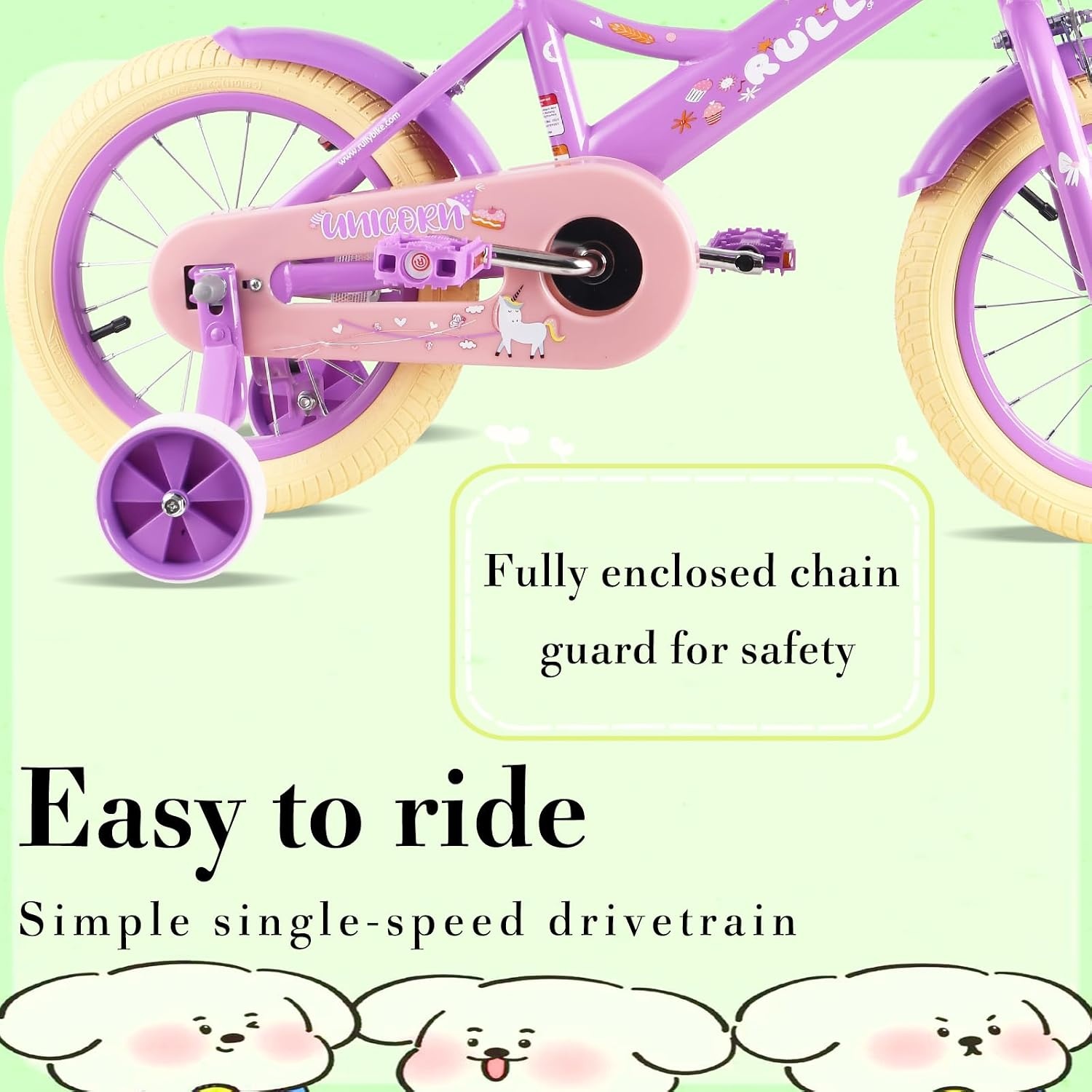 RULLY Kinderfiets 12 inch Paars - Meisjesfiets met mand, steunwielen - 59% korting!