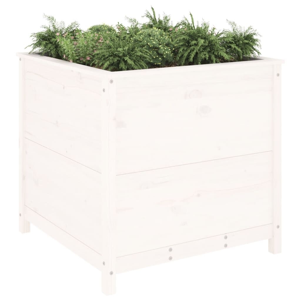 vidaXL Plantenbak 82,5x82,5x78 cm massief grenenhout wit
