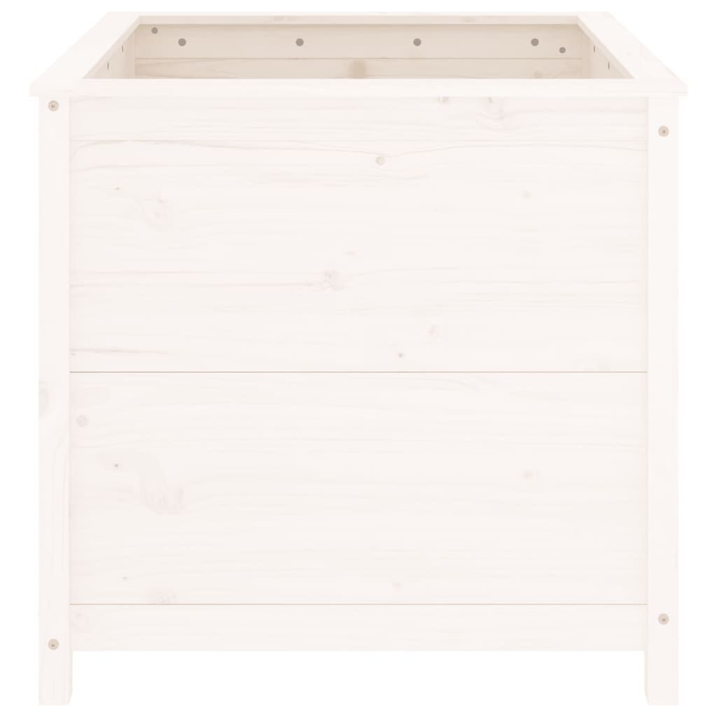 vidaXL Plantenbak 82,5x82,5x78 cm massief grenenhout wit
