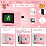 Kindercamera met Instant Print - Roze - 48MP - Inclusief 32GB SD-kaart en 10 Rollen Printpapier