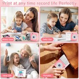 Kindercamera met Instant Print - Roze - 48MP - Inclusief 32GB SD-kaart en 10 Rollen Printpapier