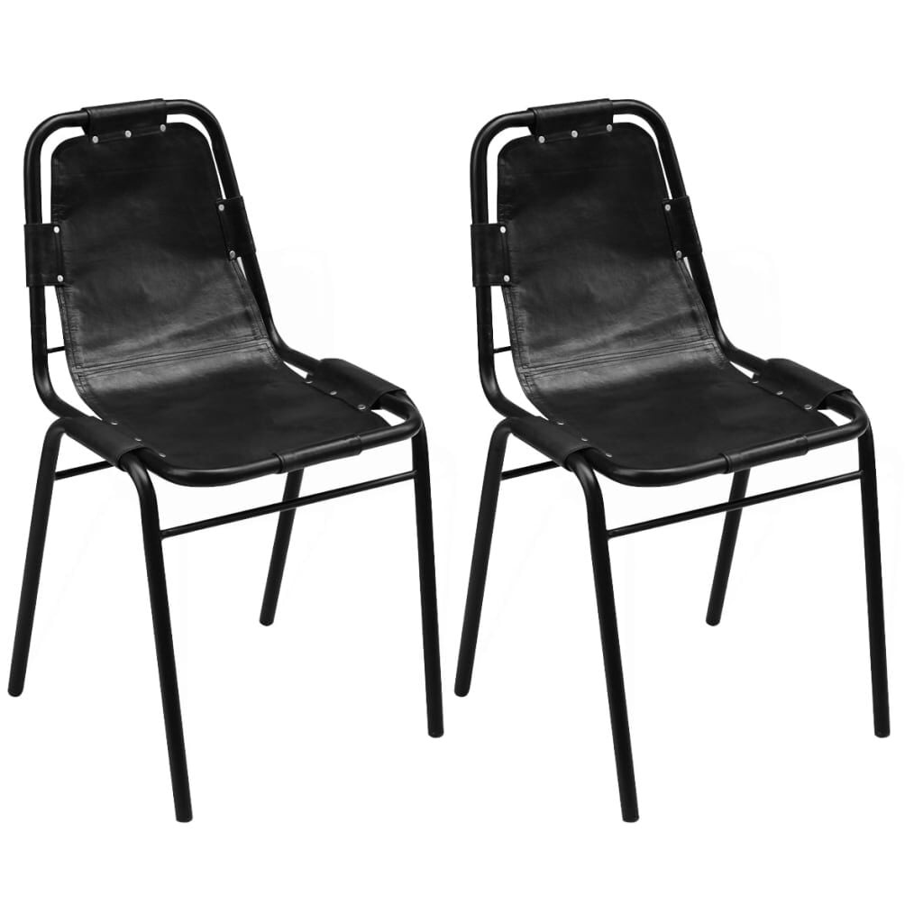 Eetkamerstoelen van Echt Leer (2 stuks) - Zwart - 55% Korting