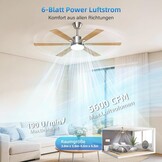 EppieBasic Plafondventilator met verlichting, 132 cm, stille DC-motor met afstandsbediening/app-bediening, 6 snelheden, zomer-winterwerking, 6 vleugels, houtlook, voor woonkamer/slaapkamer