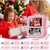 Hangrui Instant kindercamera, 14 MP instant camera voor kinderen met 32G-kaart en printpapier, 1080p camera voor kinderen, direct printen met gekleurde pennen, cadeau voor 3-12 jongens en meisjes