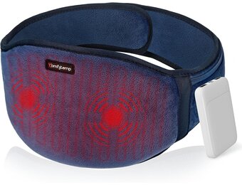 Comfytemp Draadloze Verwarmingsgordel met Vibratiemassage - Blauw - 18 x 147 cm