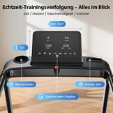 Loopband voor thuis, inklapbaar, 15% automatische helling, 1-14 km/u loopband met helling, 3 pk wandelpad met led-display, 12 trainingsprogramma's, 136 kg gebruikersgewicht
