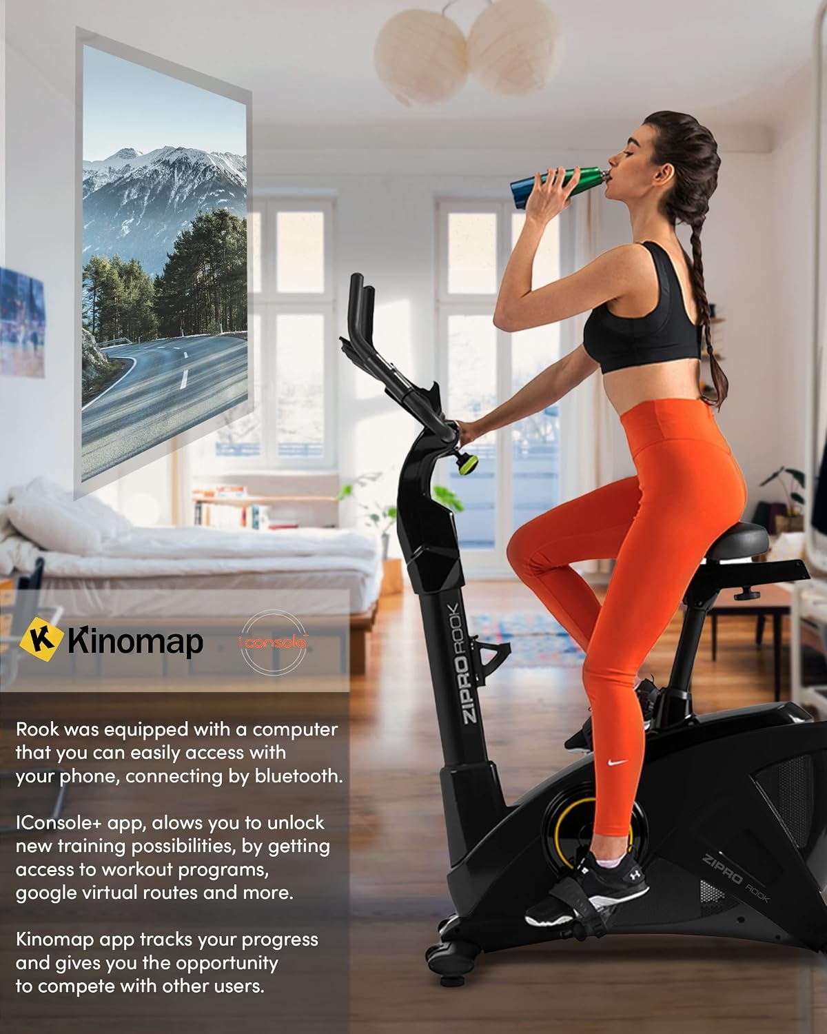 Zipro Hometrainer, rook, ergometer, fitnessbikes, magnetische fietstrainer, ergometer, fiets tot 150 kg, indoorfiets, trainingsfiets voor thuis, fietsgometer, kabelgebonden