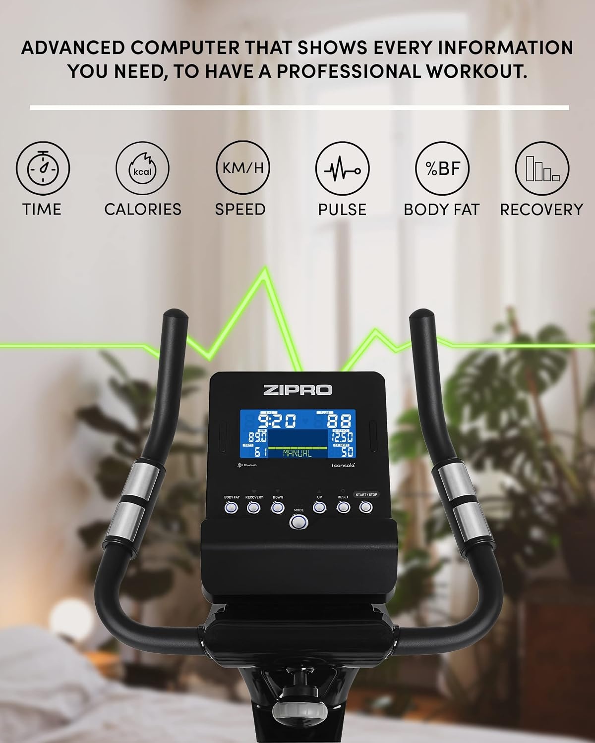 Zipro Hometrainer, rook, ergometer, fitnessbikes, magnetische fietstrainer, ergometer, fiets tot 150 kg, indoorfiets, trainingsfiets voor thuis, fietsgometer, kabelgebonden
