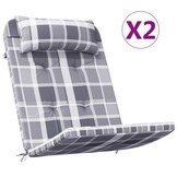 vidaXL Stoelkussens 2 st Adirondack ruitpatroon oxford stof grijs