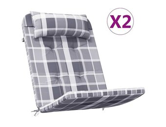 vidaXL Stoelkussens 2 st Adirondack ruitpatroon oxford stof grijs