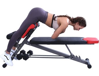 Finer Form Multifunctionele halterbank - verstelbare halterbank voor bankdrukken, rugverlengingen en sit-ups - Gebruik hem als zitbank of als zitbank