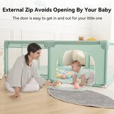 COMOMY Bebek oyun parkı, 150 x 180 x 66 cm bebek oyun parkı, büyük xxl güvenlik oyun alanı, çocuklar için koruyucu ızgara, yumuşak ağlı, kaymaz Oxford taban, toplar, mini sepet ve 4 çekme halkası