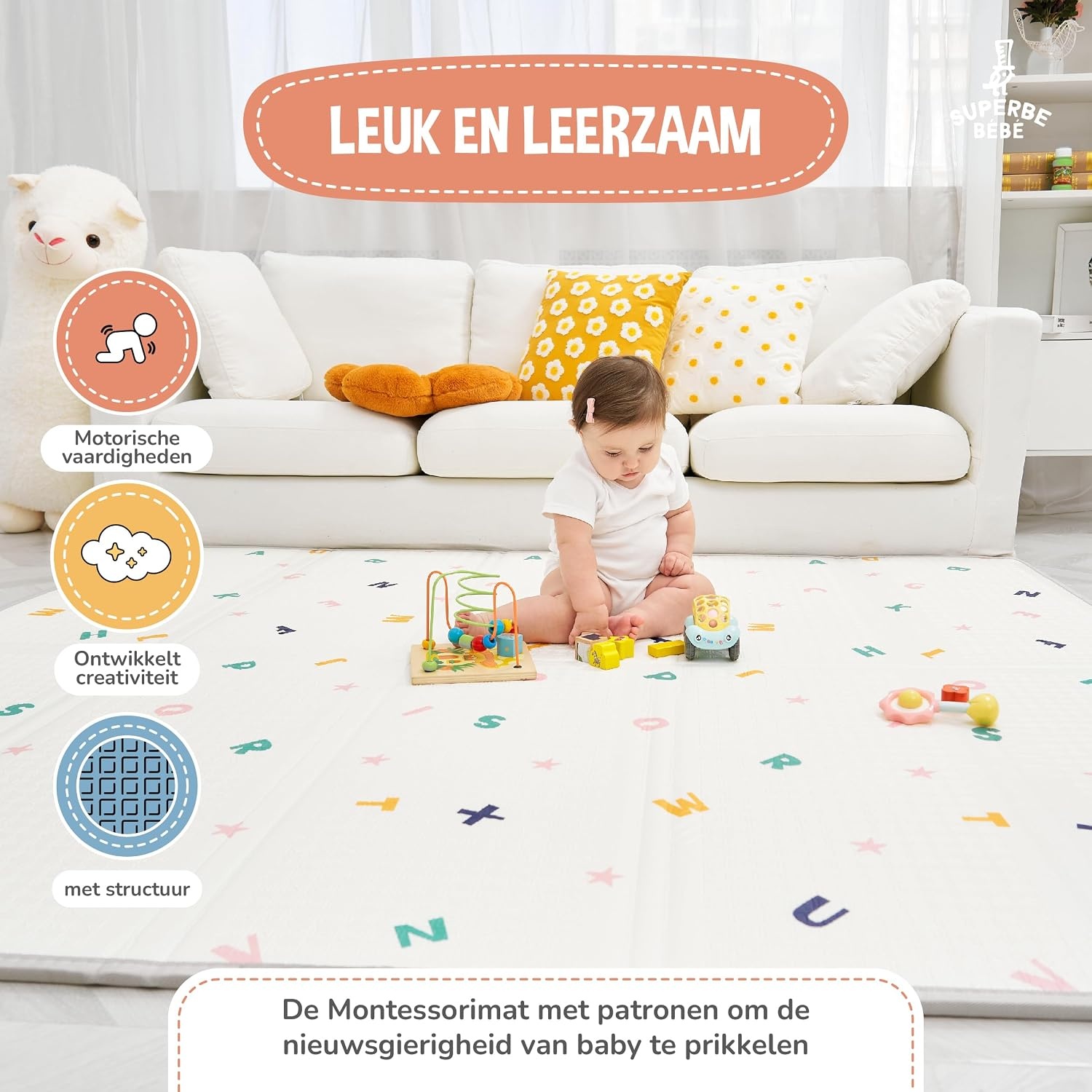Opvouwbare Baby Speelmat 150x180cm - Waterdicht, Antislip - 33% Korting