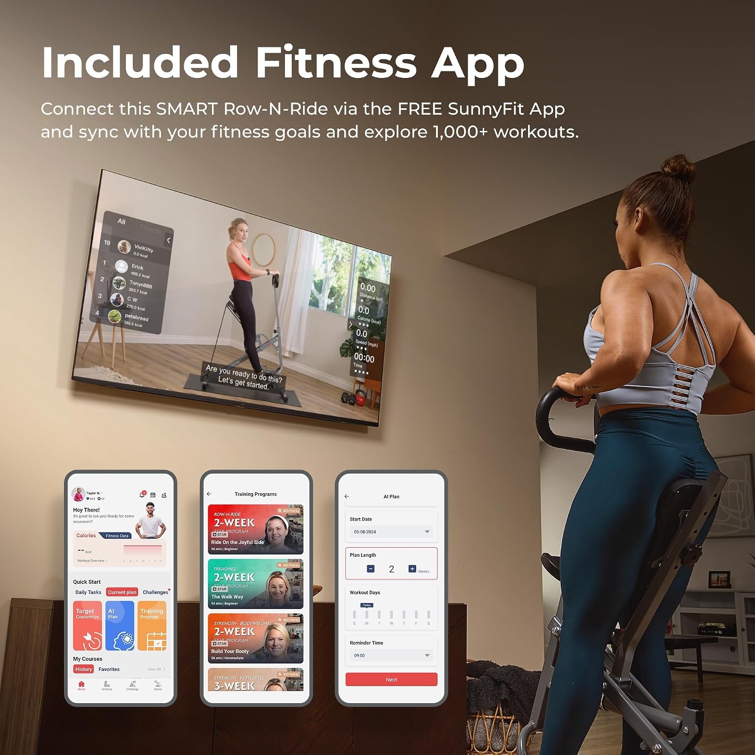 Squat Trainer met Roeifunctie | 12 Weerstandsniveaus | SunnyFit App | 30% Korting