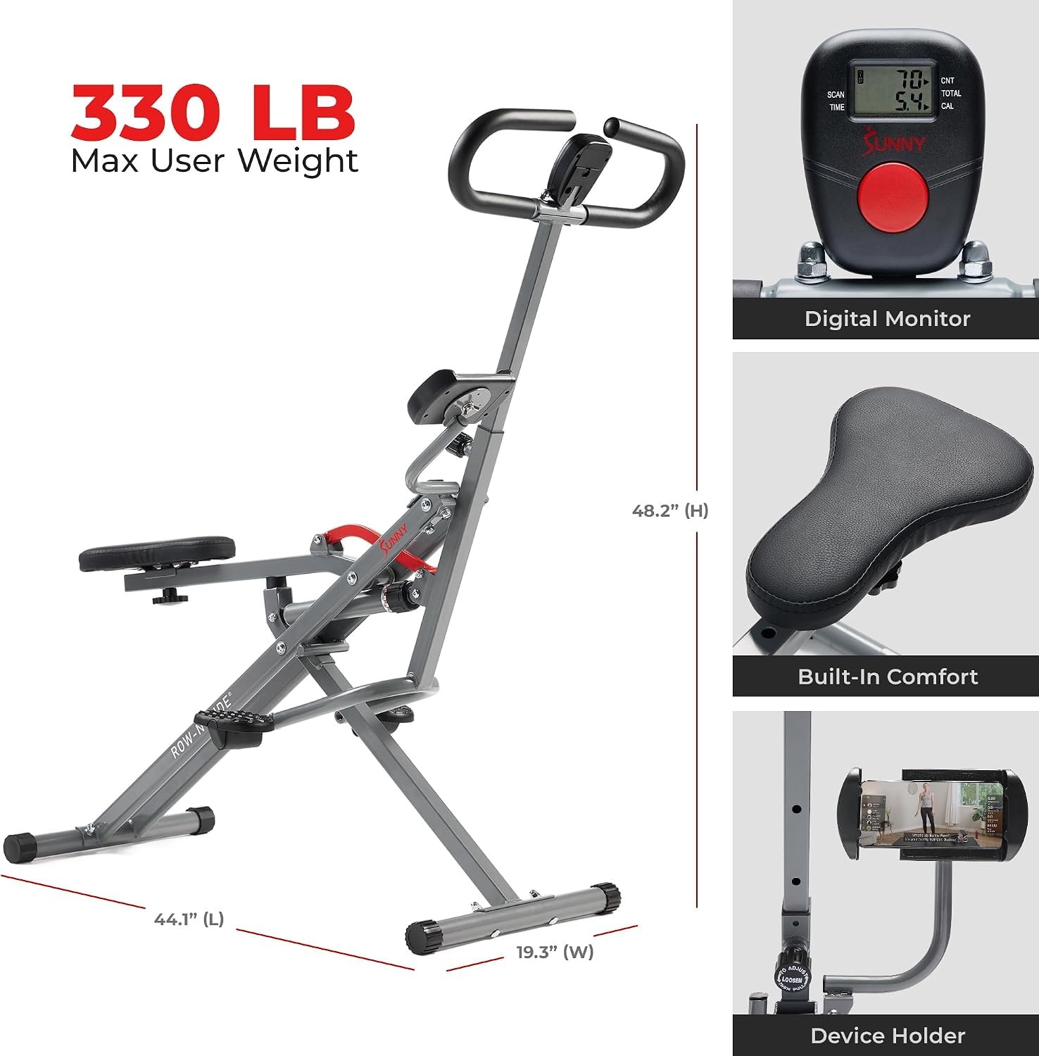 Squat Trainer met Roeifunctie | 12 Weerstandsniveaus | SunnyFit App | 30% Korting