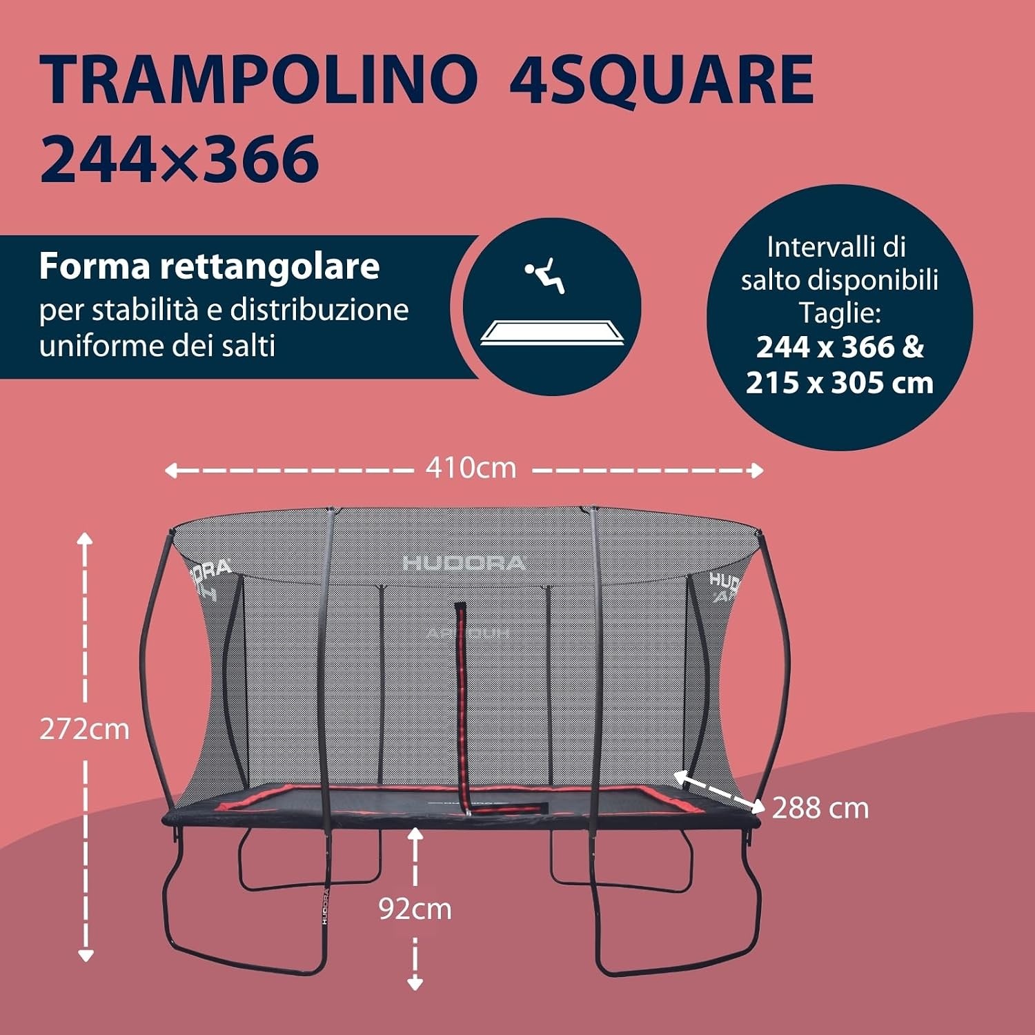 Rechthoekige Trampoline 244x366 cm Zwart - 30% Korting