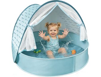 Baby Strandtent met Zwembad Blauw UV 50+ | 3-in-1 Pop-Up Tent