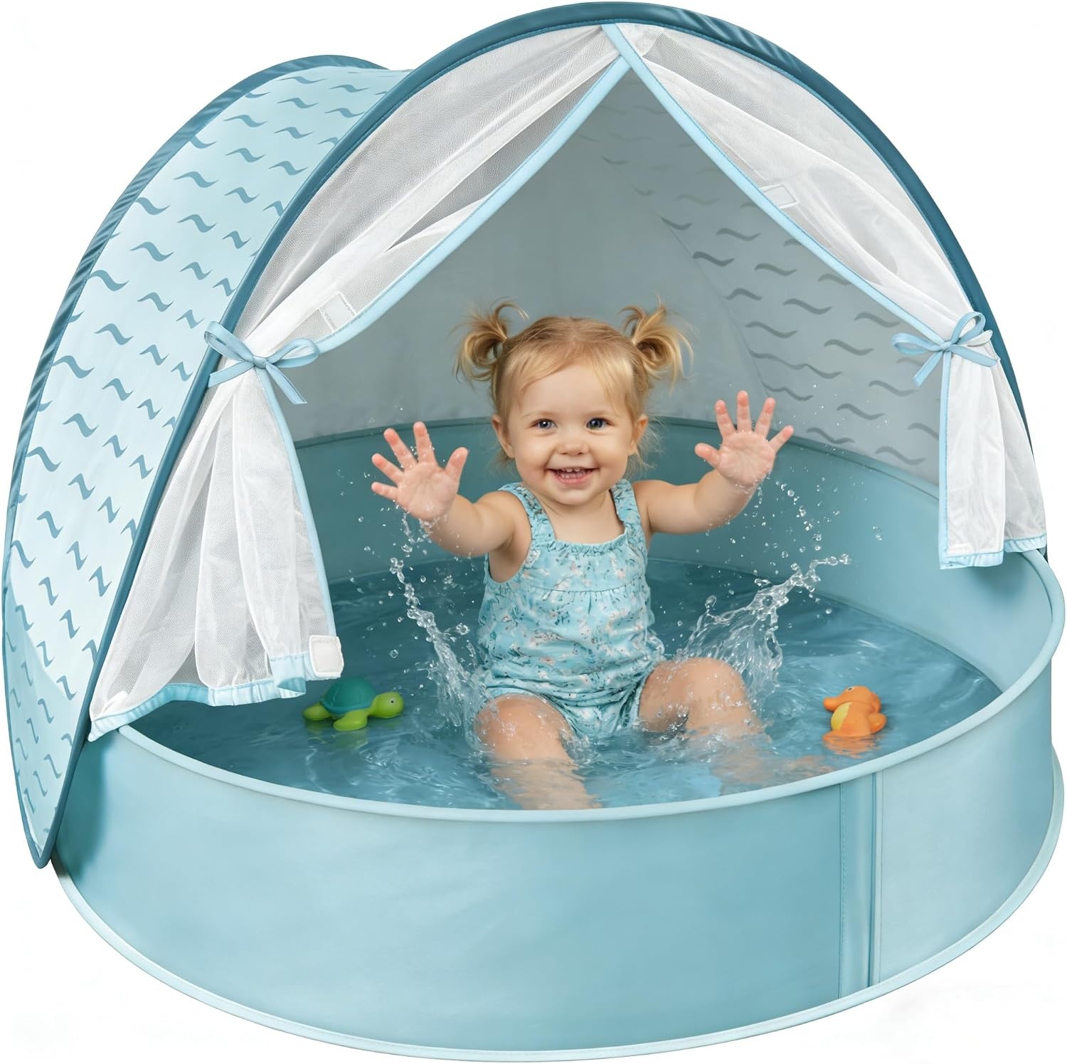 Baby Strandtent met Zwembad Blauw UV 50+ | 3-in-1 Pop-Up Tent