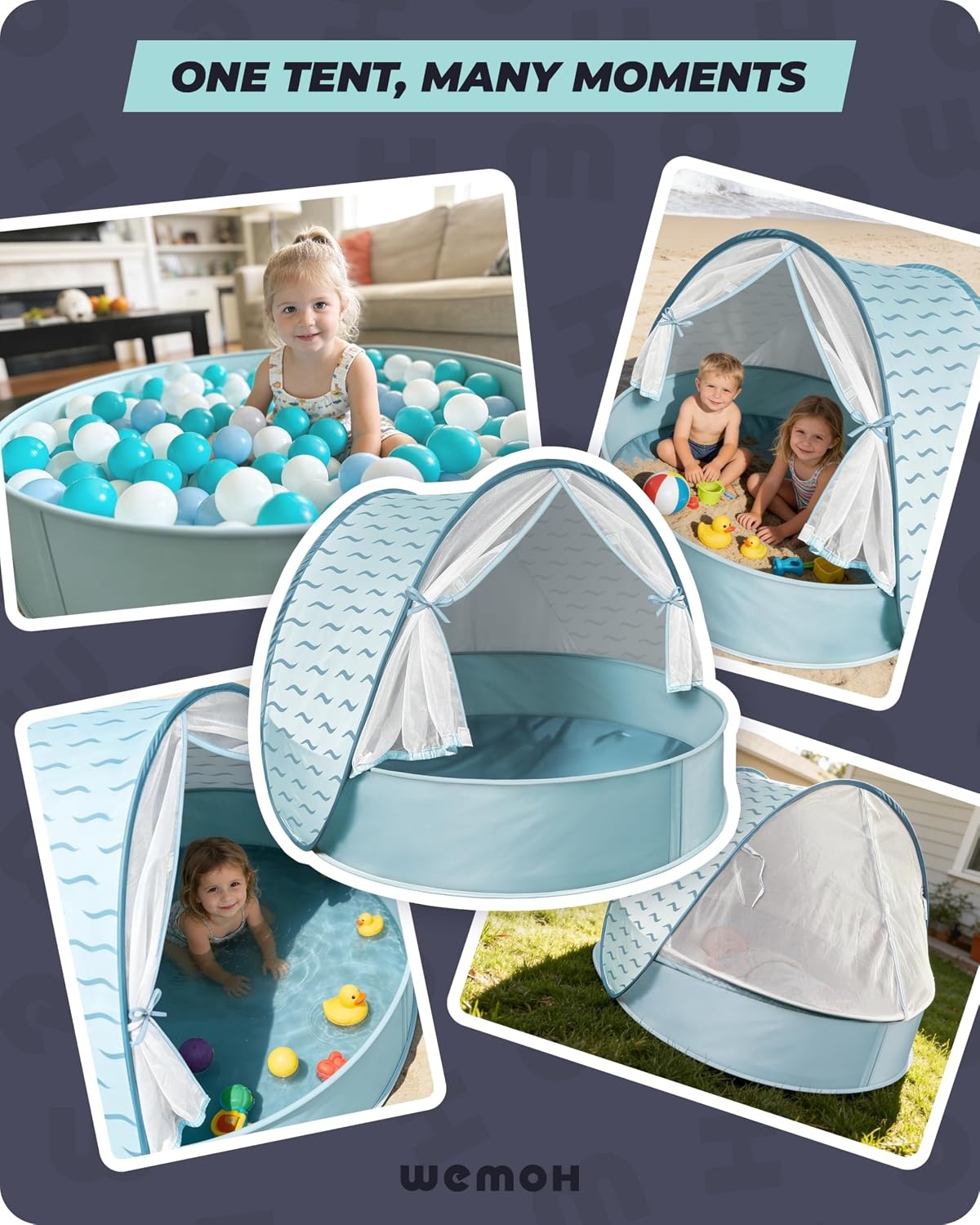Baby Strandtent met Zwembad Blauw UV 50+ | 3-in-1 Pop-Up Tent