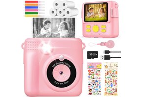 Roze Digitale Kindercamera met Printer & 32GB SD - 48% Korting