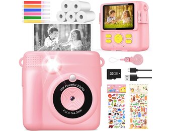 Roze Digitale Kindercamera met Printer & 32GB SD-kaart | 33% Korting