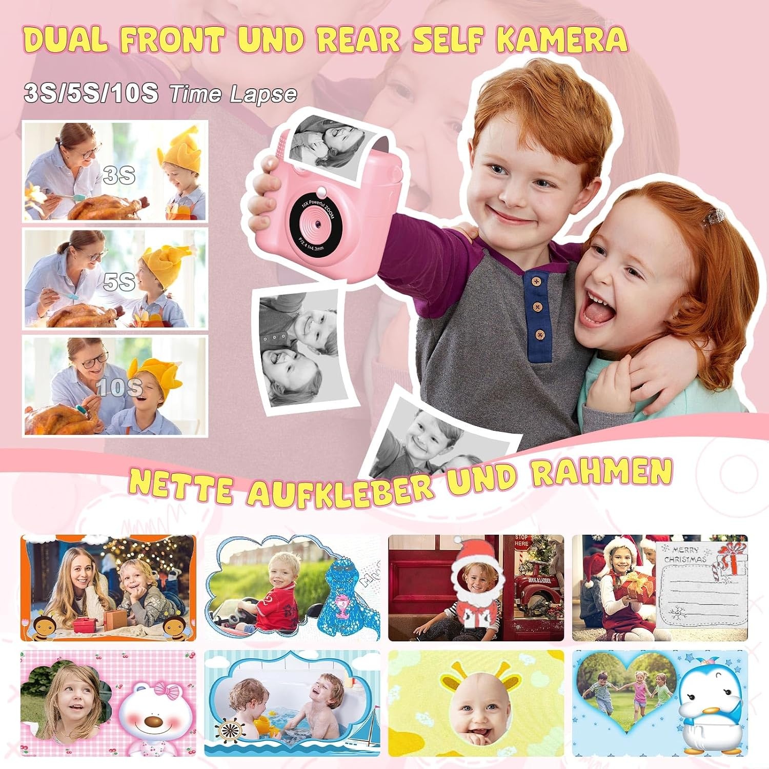 Roze Digitale Kindercamera met Printer & 32GB SD-kaart | 33% Korting