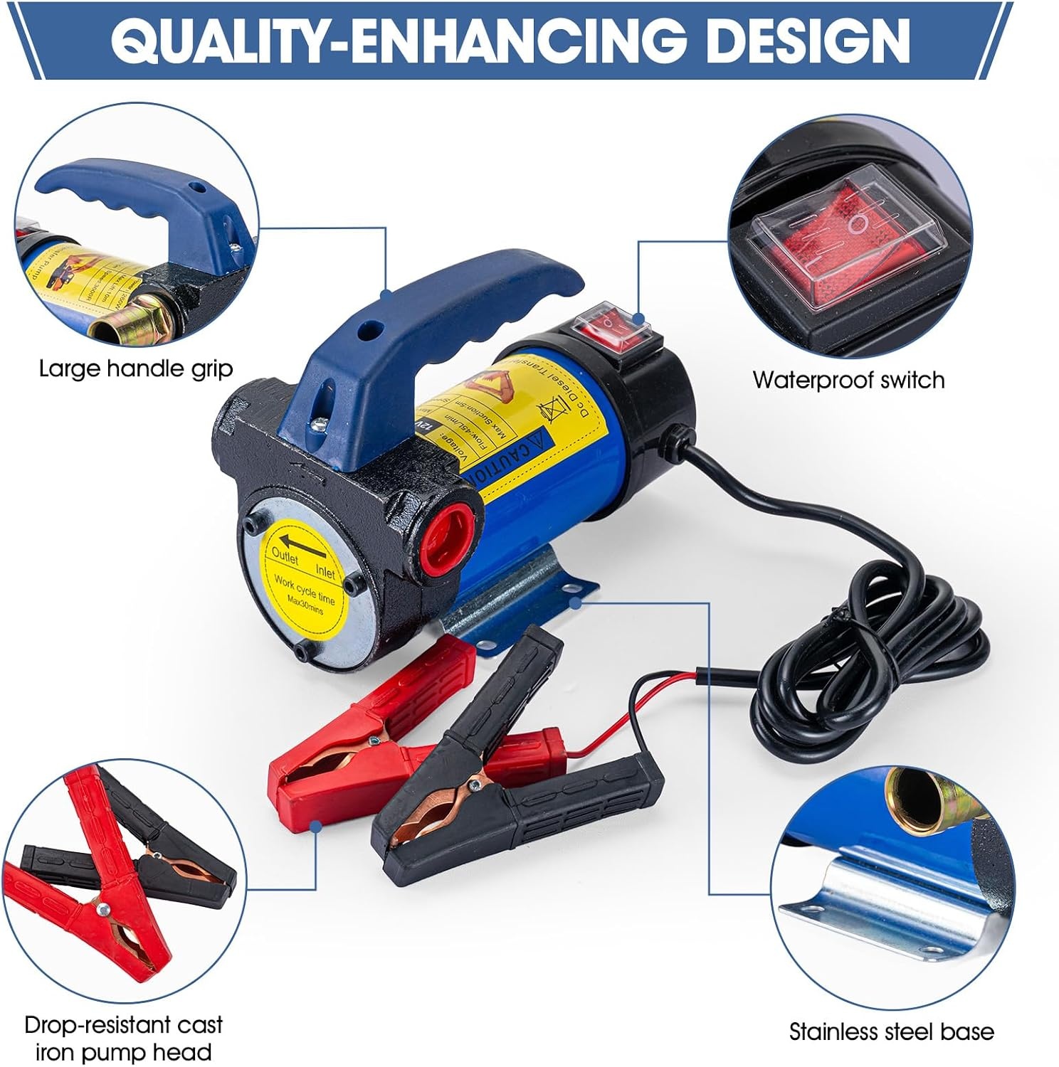 Diesel Transfer Pomp 12V 260W 45L/Min - 29% Korting!